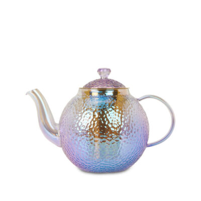 Lilac Hammered Glass Teapot