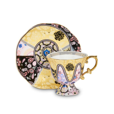 Vintage Vibes Tall Cup & Saucer Gold