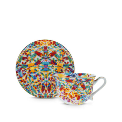 Spiral Kaleidoscope Generous Cup & Saucer White