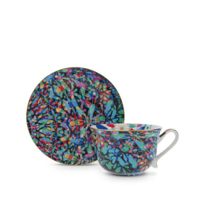 Spiral Kaleidoscope Generous Cup & Saucer Black