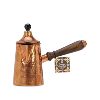 Copper Chai Pot With Black Lid Detail