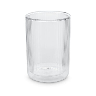 Ribbed Double Walled Glass Tumbler Short