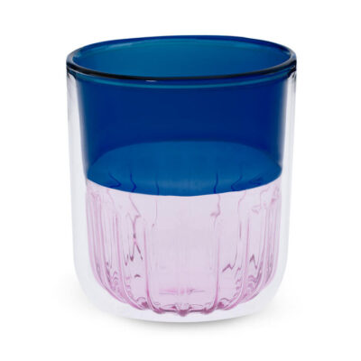 Colour Splice Glass Tumbler Short - Pink/Blue