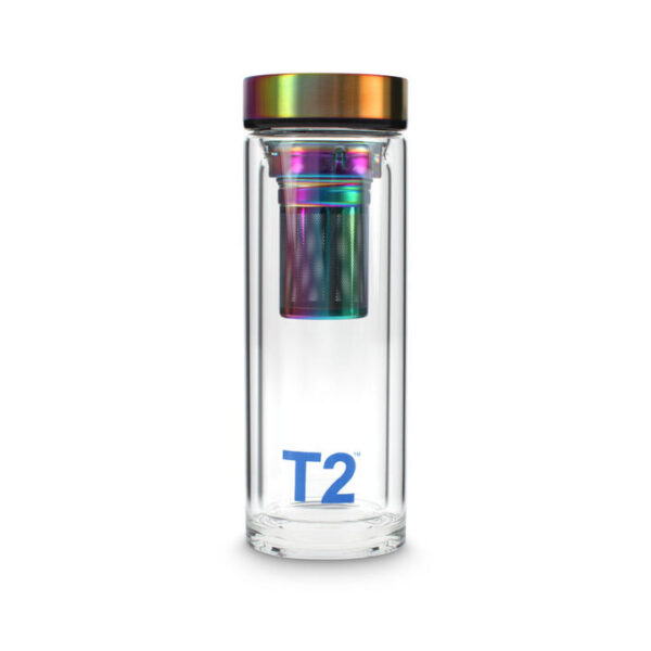 T2 Double Walled Glass Flask Rainbow