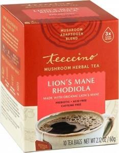 Teeccino Lion's Mane Rhodiola Mushroom Adaptogen 10Tea Bags Box 60g