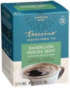 Teeccino Chicory Herbal Tea Organic Dandelion Mocha Mint No Caf G/F 10Tea Bags 60g